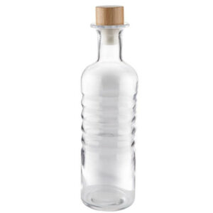 Pudele stikla RINGS 0.8L ø8cm h-28cm ar koka/silikona korķi