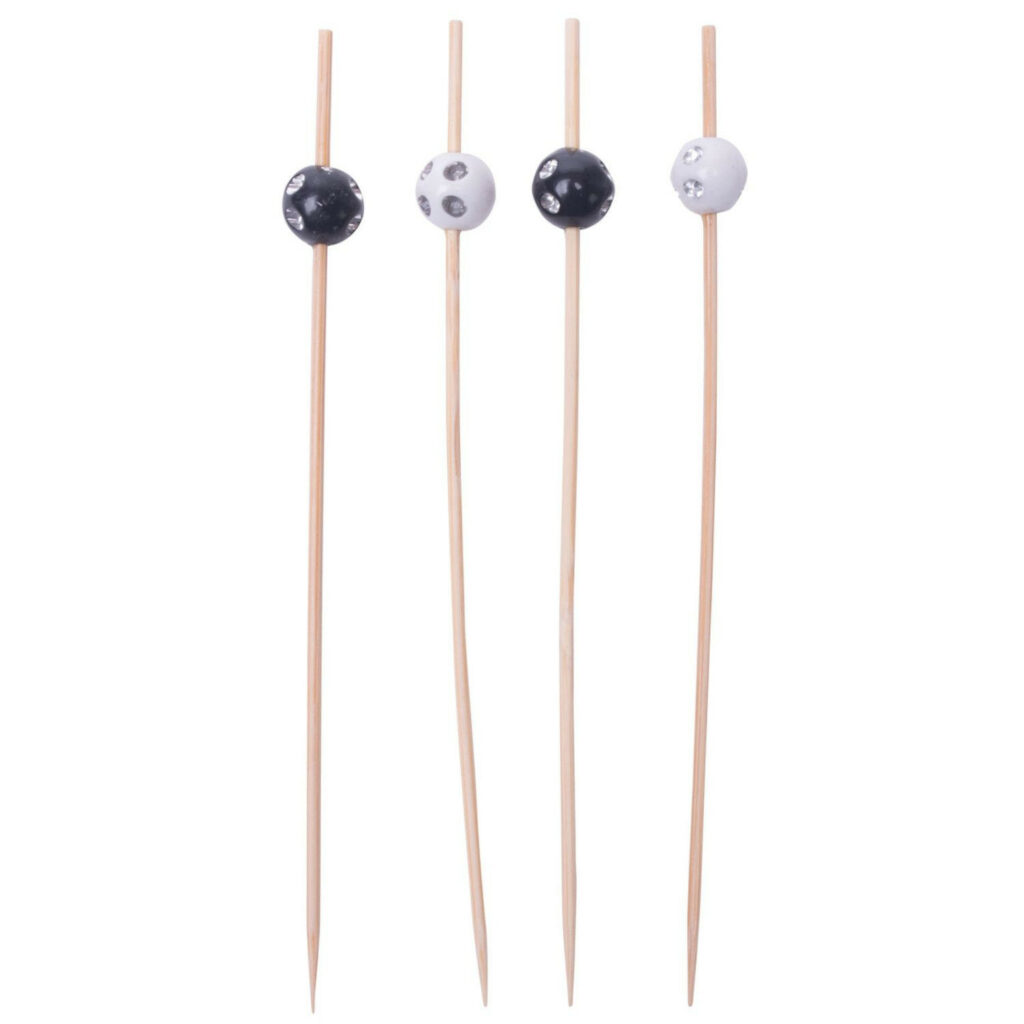 Dekorirbulīši bambusa 12cm 60gab melni/balti BALL