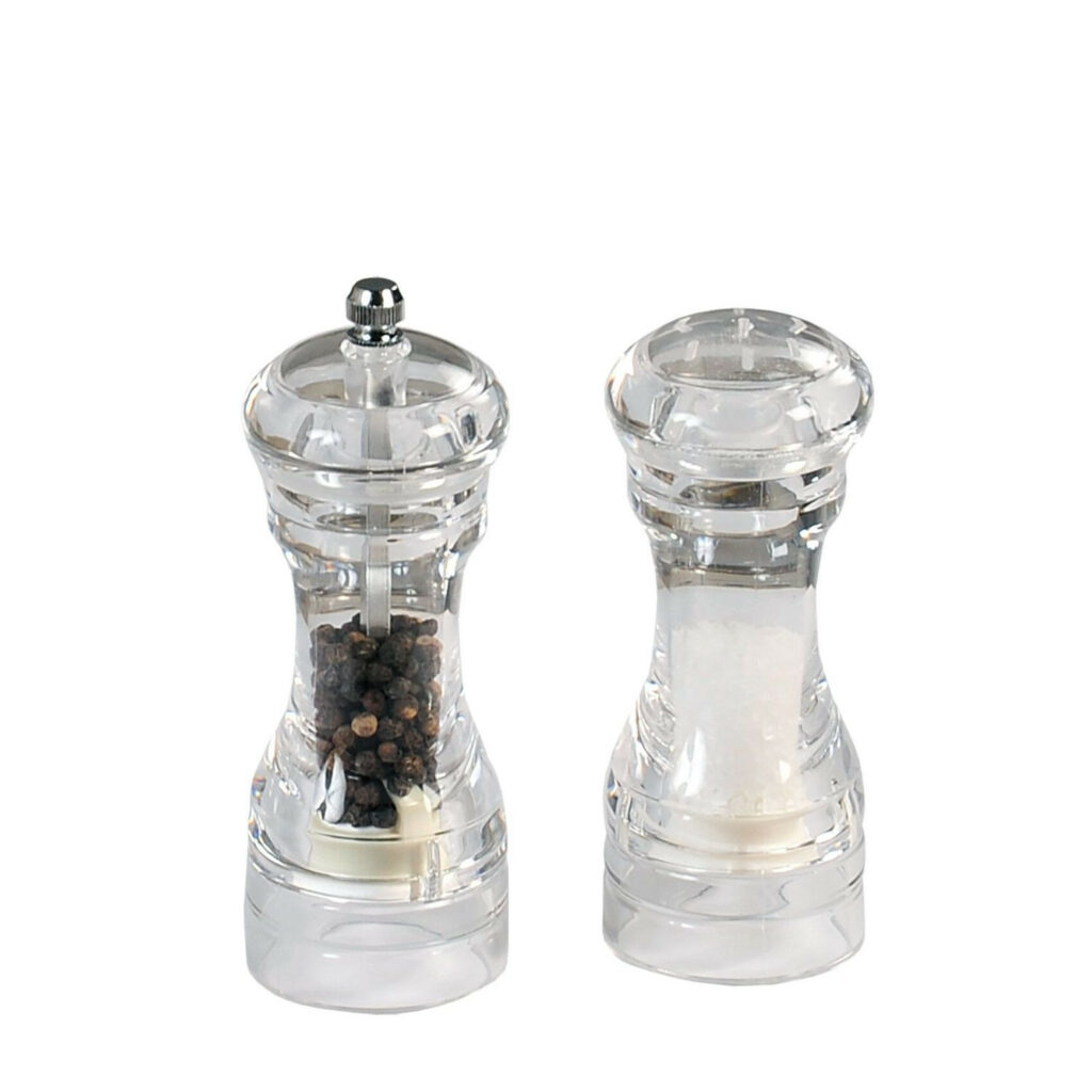Dzirnaviņas piparu+sāls trauks akrila ø6cm h-14cm