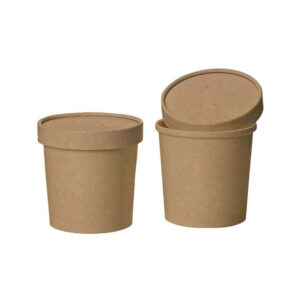 Bļoda ar vāku KRAFT v/l papīra 350ml brūni