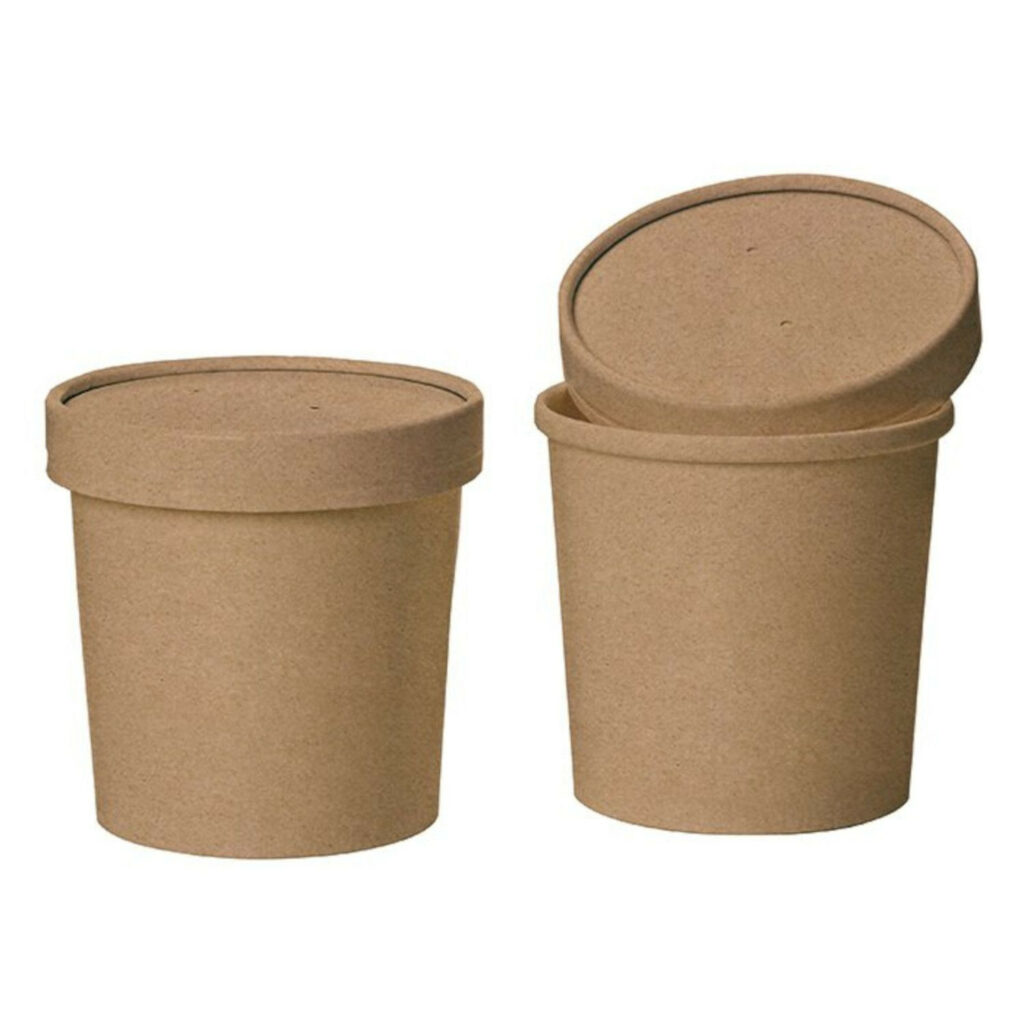 Bļoda ar vāku KRAFT v/l papīra 470ml brūni