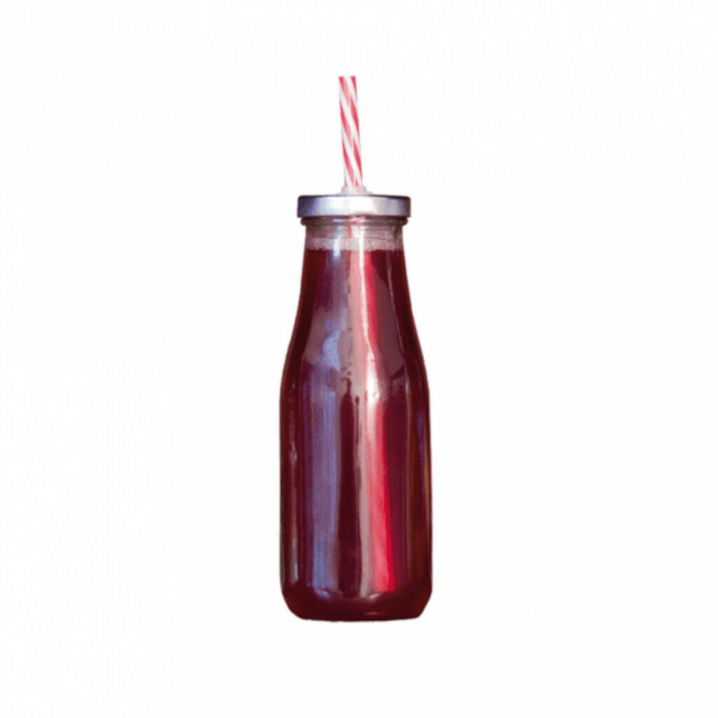 Pudele ar vāciņu un salmiņu 440ml caurspīdīga