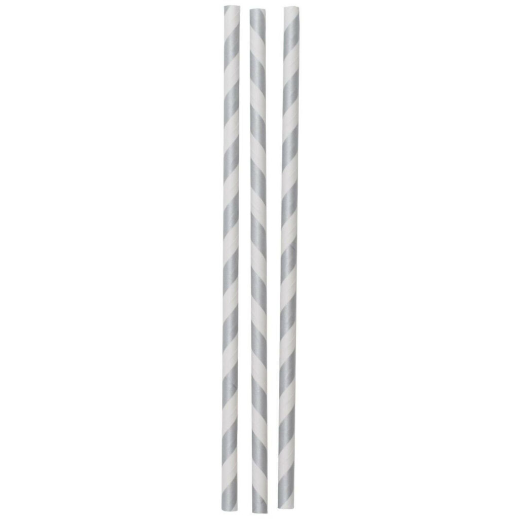 Salmiņi papīra ar svītrām ø0.6cm h-19.7cm 100gb sudraba
