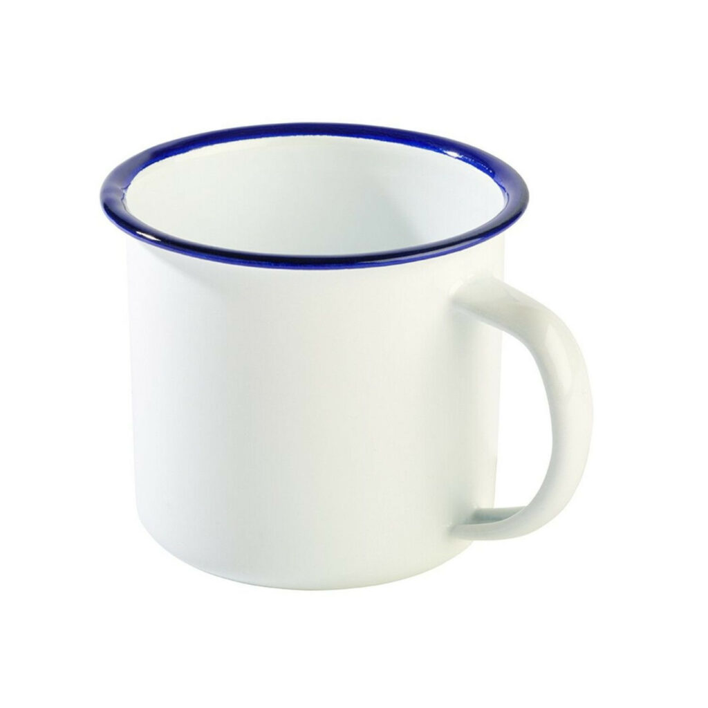 Krūze emaljēta ø9cm h-8cm 350ml balta/zila