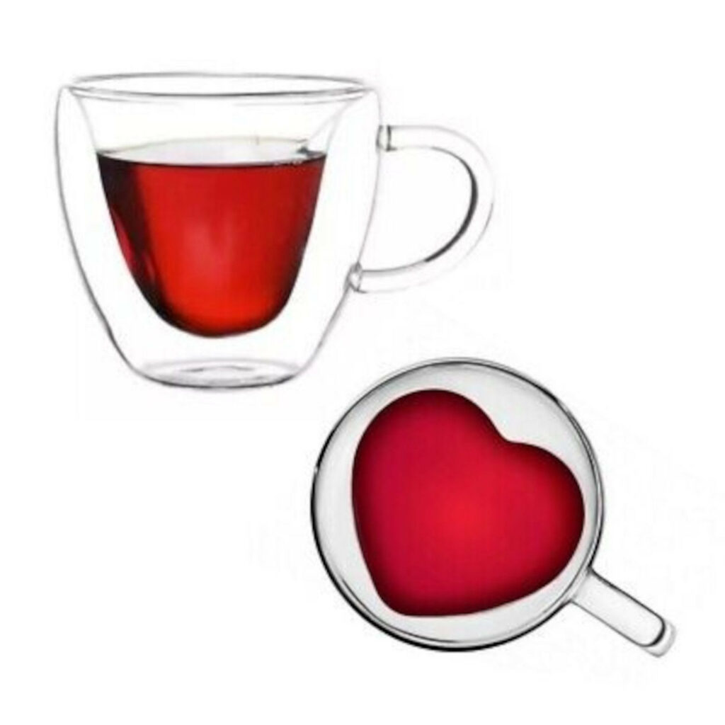 Krūzes dub.stikla 2gab. 180ml EZYSTYLE HEART