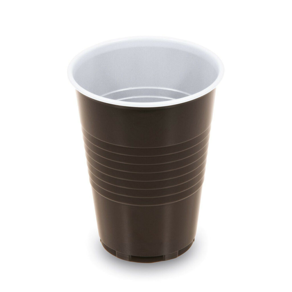Glāzes vienreizlietojamas plastmasas termoizturīgas 180ml 100gab brūnas