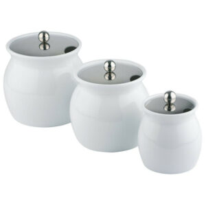 Trauks mērcei podiņš ar met. vāku porcelāna h-13cm 0.8 l