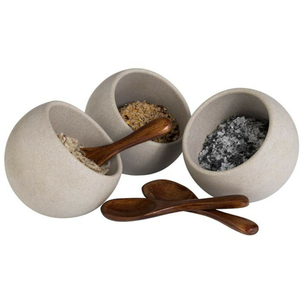 Trauku komplekts ar karotēm 3gab ø8cm 50ml MOON melamīna pelēks