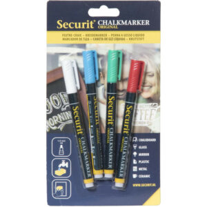 Marķieri krīta tāfelēm 1-2mm 4gb zils, sarkans, zaļš, balts