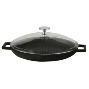 Grillpanna čuguna LAVA ø30cm 1.98L melna matēta indukcijas ar stikla vāku