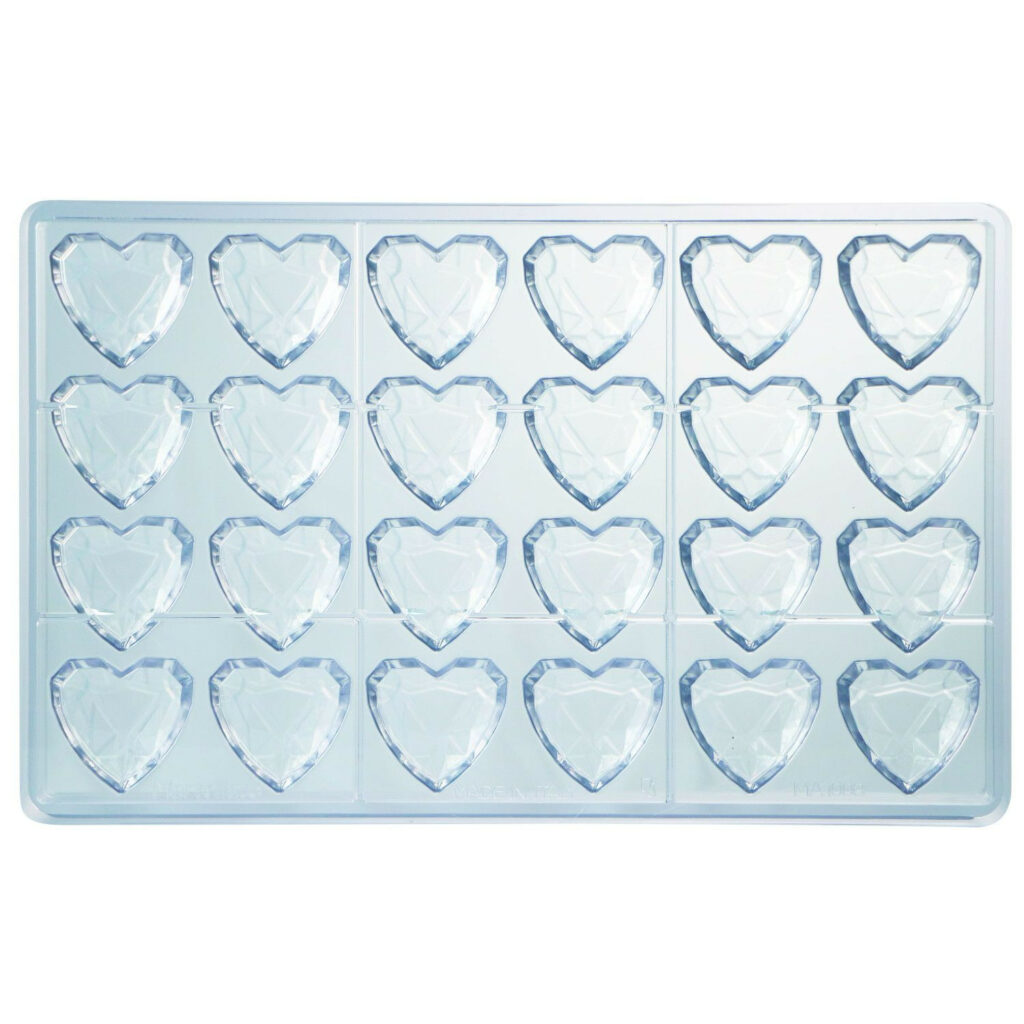 Šokolādes forma polikarbonāta 33x33 h-15mm 24x10g DIAMOND HEART