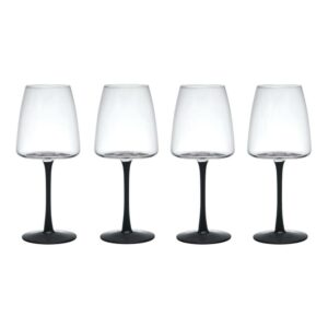 MIKASA PALERMO VĪNA GLĀZES 400ML, MELNA KĀJIŅA, 4 GAB., kristalīns, Mikasa